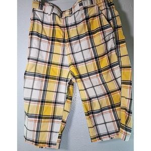 MENS SOUTHPOLE YELLOW/BLACK PLAID SHORTS SIZE 34GOOD COND‎